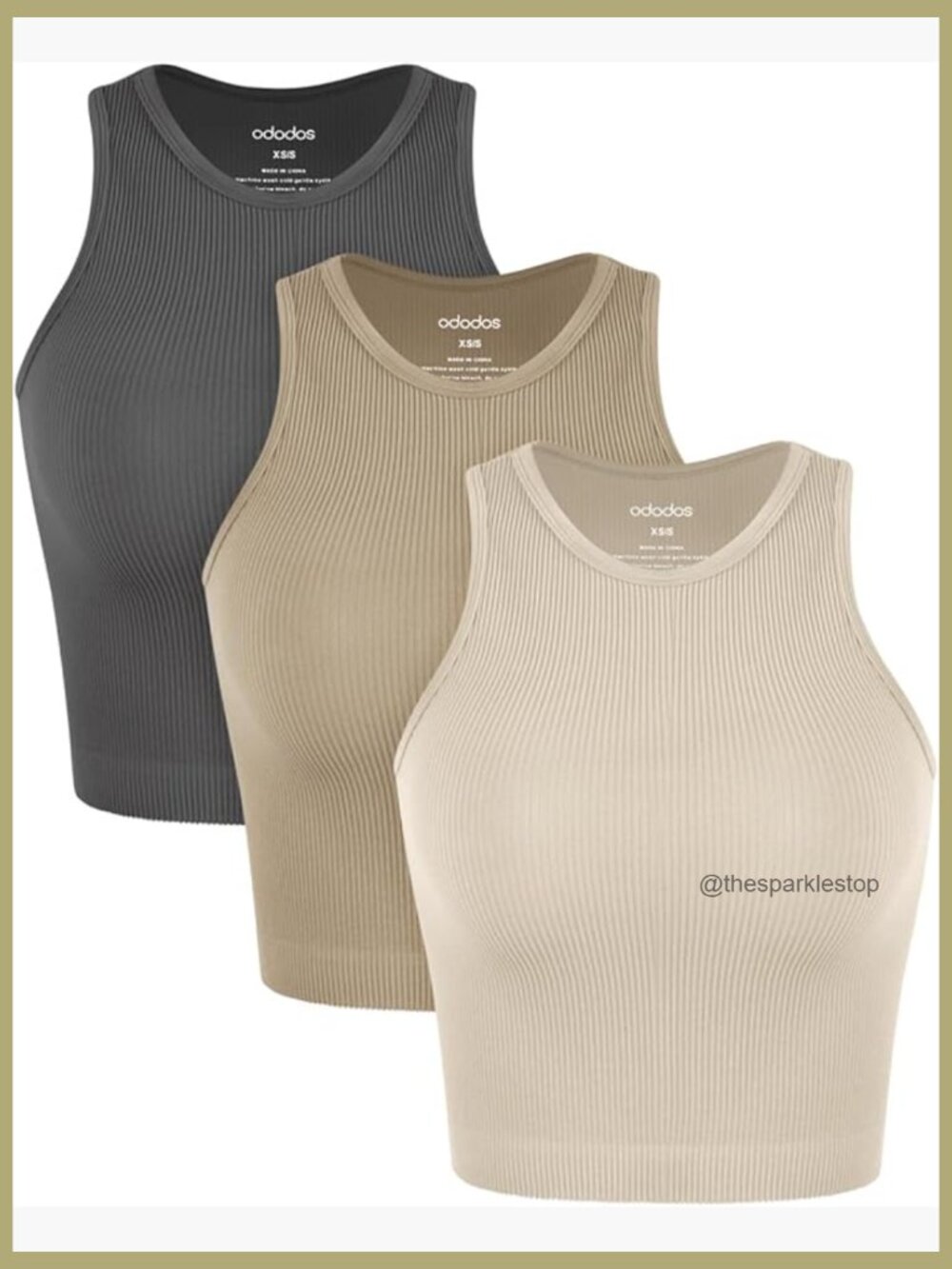 3-Pack Seamless Ribbed High Neck Crop Tank Tops for Women